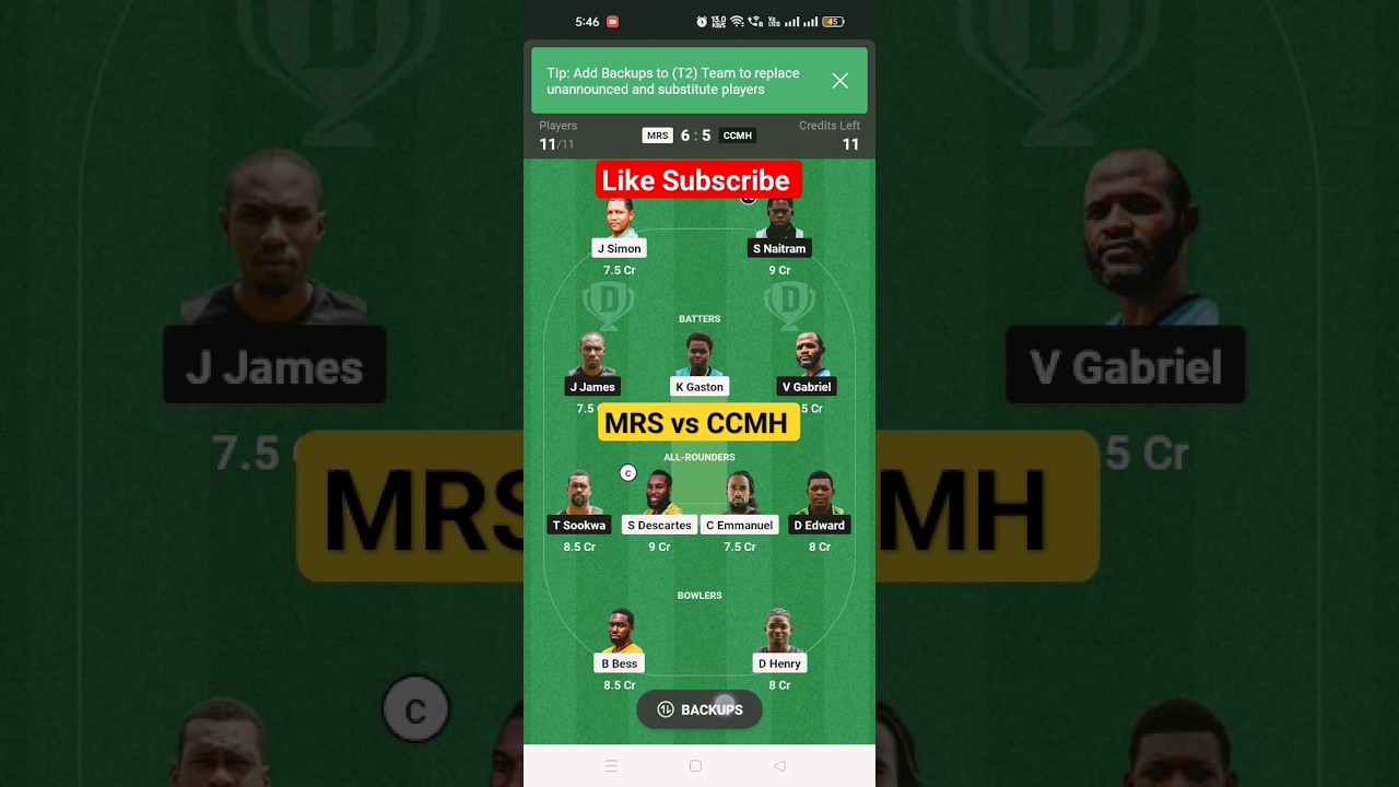 MRS vs CCMH Dream11Prediction|MRS vs CCMH Dream11Team|MRS vs CCMH Final Match West Indies T10 Blast