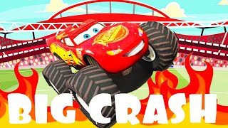 Lightning Mcqueen big crash Monster track CARS Cartoon game for boys and girls