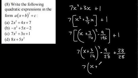 C1 - Quadratic Functions 2 -  Completing the Square   Equations   AS Maths