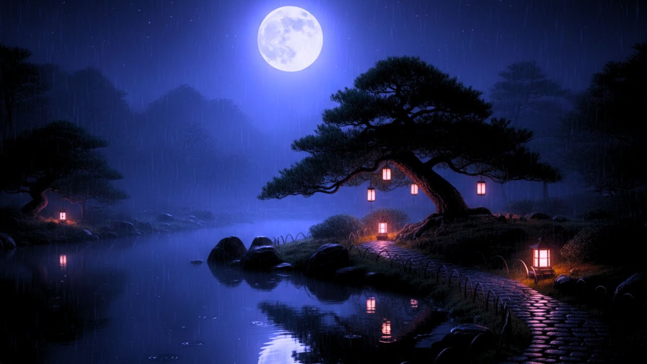 【安眠用】満月の夜、水面に映る静寂｜脳を深く休める和風アンビエント - Moonlit Zen Garden & Deep Sleep Music