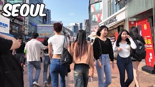 Hongdae Street Walking tour. Seoul City Korea 4k City Tour