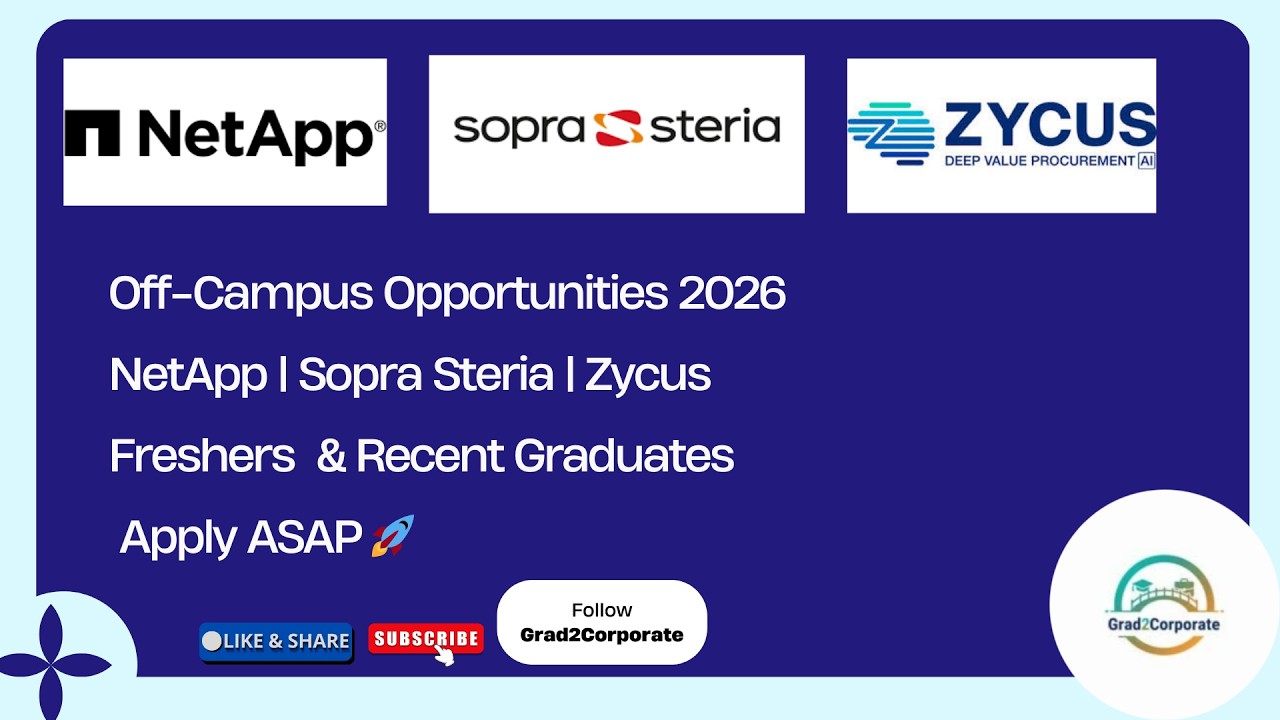 🔥 NetApp Software Engineer Hiring 2026 | Sopra Steria Engineer Trainee ...