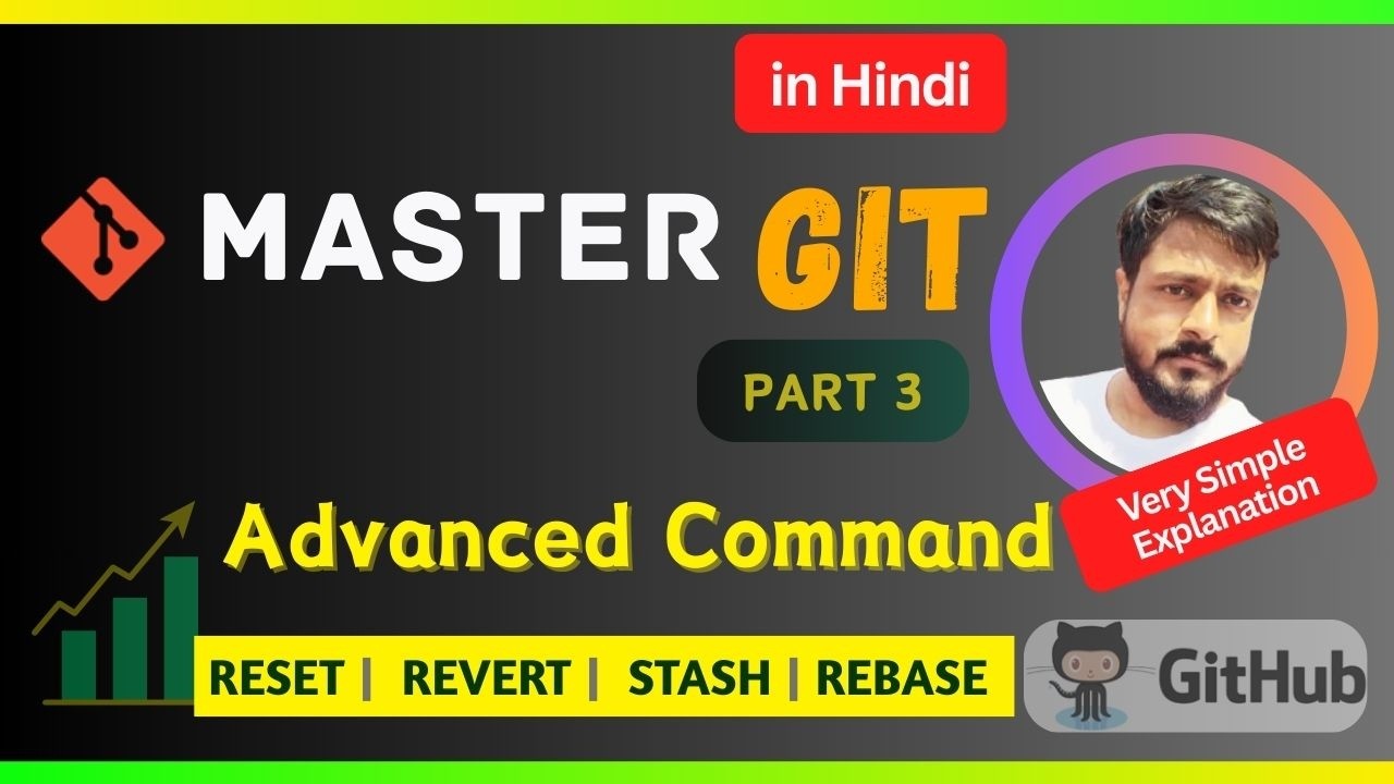 Master Git Advanced Commands Part - 3 | Reset, Revert, Stash & Rebase (Full Guide) | In Hindi