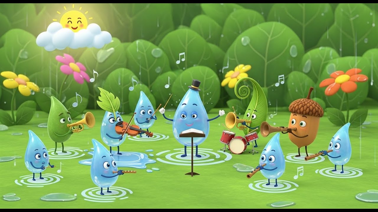 Raindrop Orchestra 🌧️🎶 | Fun Kids Song | Toddler Music & Learning Rhyme