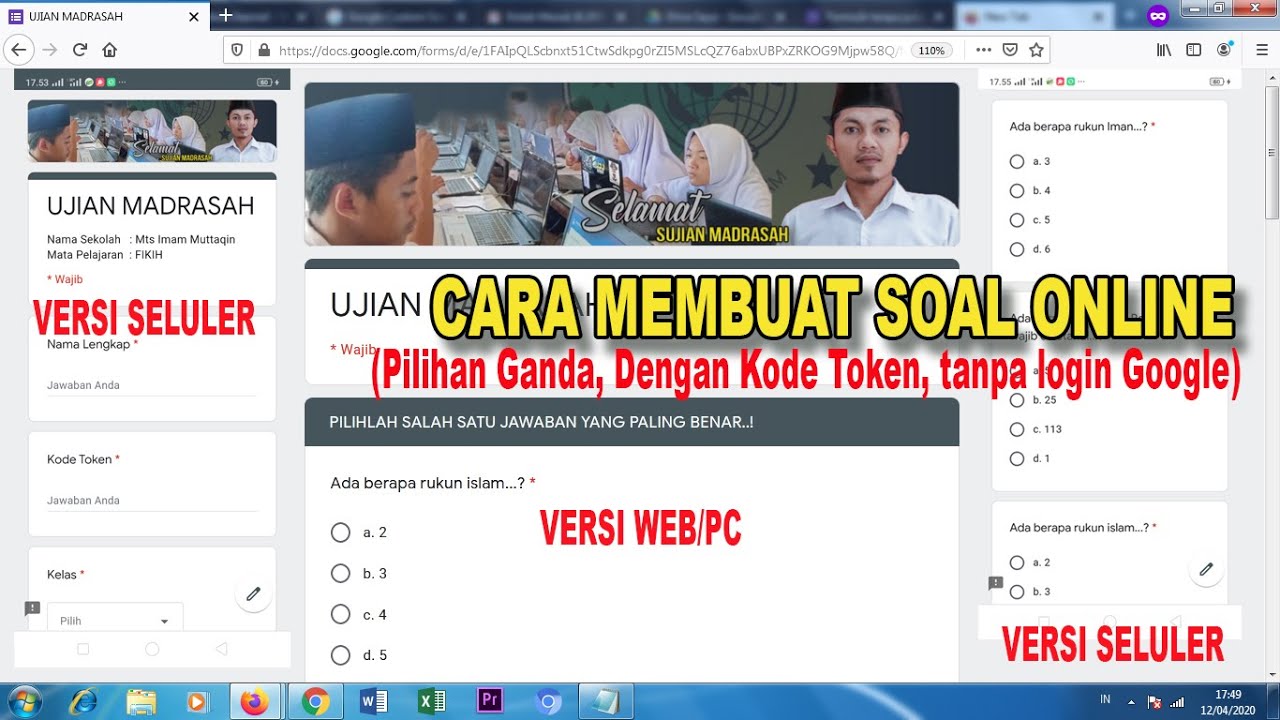Cara membuat soal Online pilihan ganda dengan google form (Soal Acak