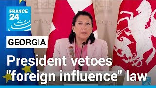 Georgia president Salome Zurabishvili vetoes controversial "foreign influence" law • FRANCE 24