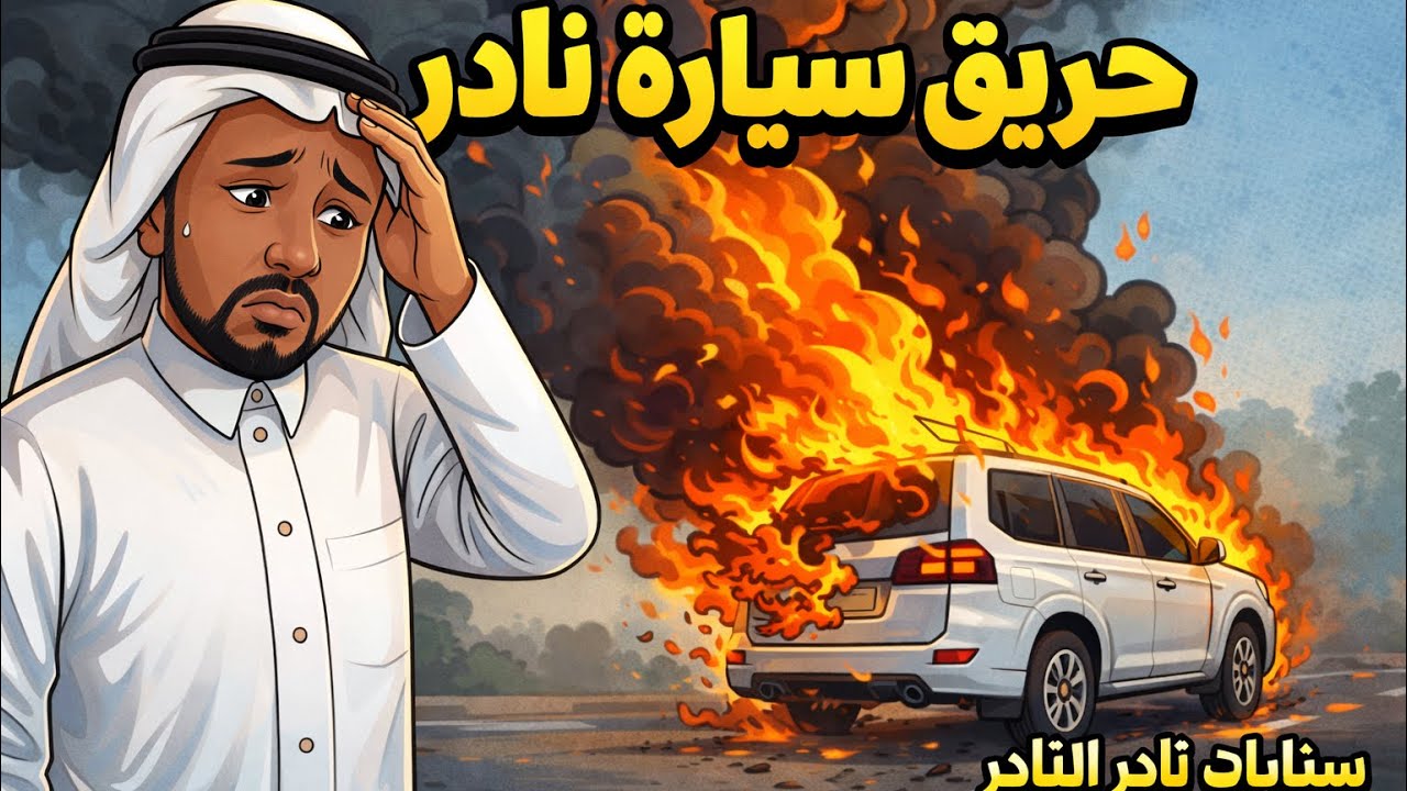 قدر الله وماشاء فعل حريق بسيارة البيت😨😱🔥|ردة فعل نادر الله يعوضك😔
