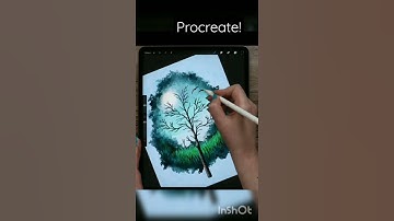 Landscape in a Tree Drawing on Procreate #shorts