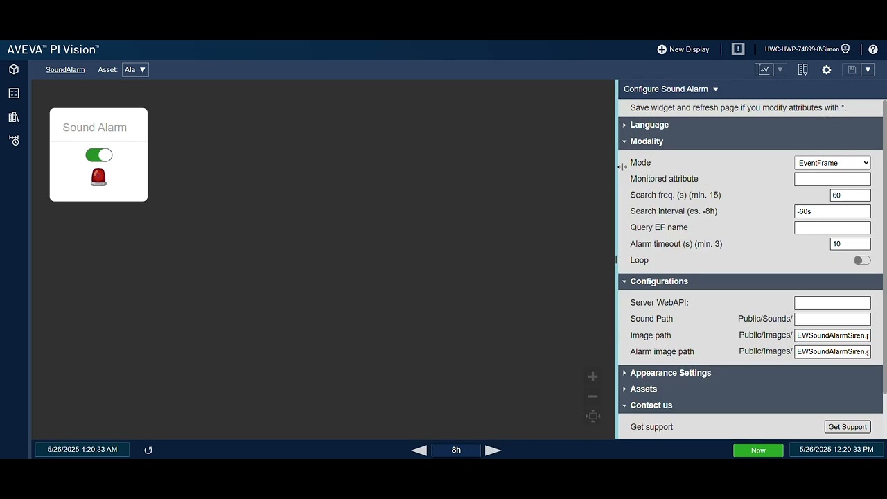 Ematica PI Vision Widget − Sound Alarm