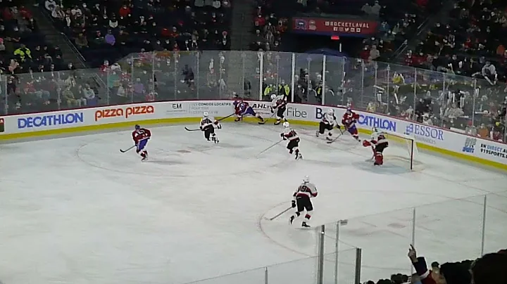 Chris Wilkie of the Belleville Senators scores on ...