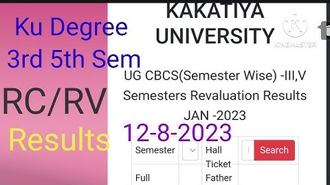 Ku Degree 3rd Sem 5th Sem Revaluation results released 2023/12-8-2023/ku 3rd 5th sem rc/rv/results//