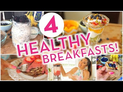 4-super-easy-healthy-breakfast-ideas!-banana-pancakes,-overnight-oats,-energy-wrap,-rainbow-parfait!