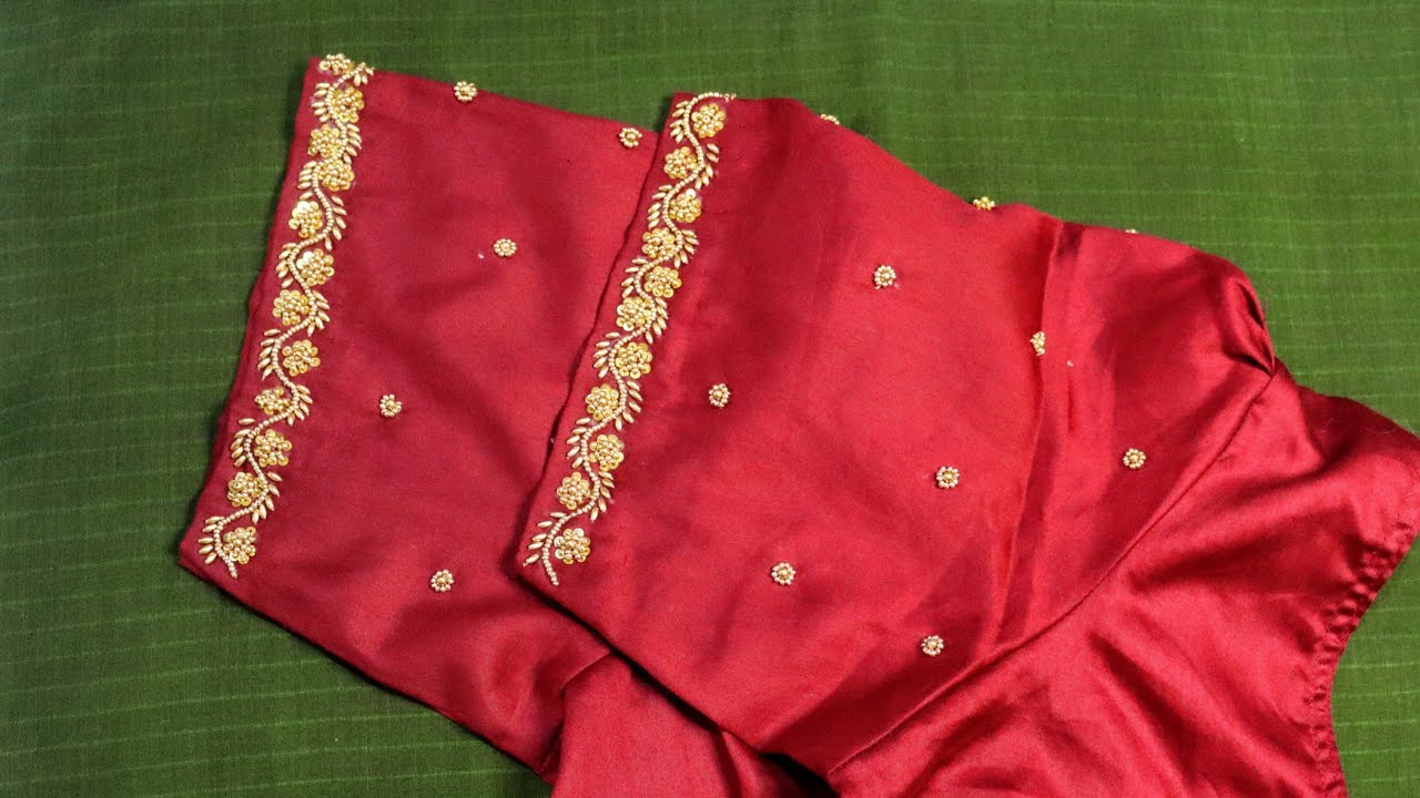 Grand bead work on stitched blouse using normal needle| detailed tutorial