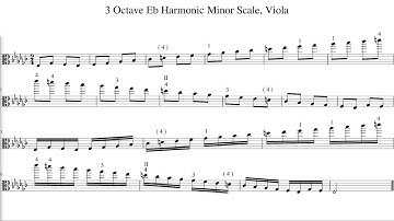 3 Octave Eb Harmonic Minor Scale, Viola