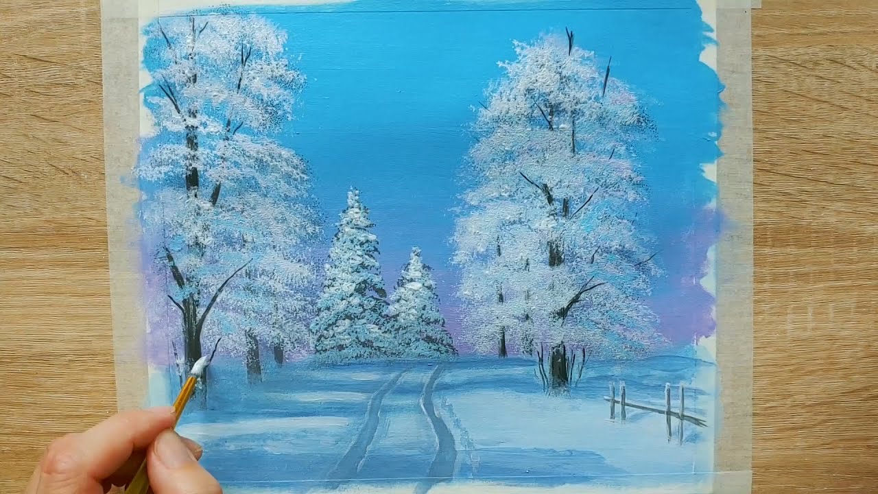How to paint winter landscape with acrylic / winter dream / landscape