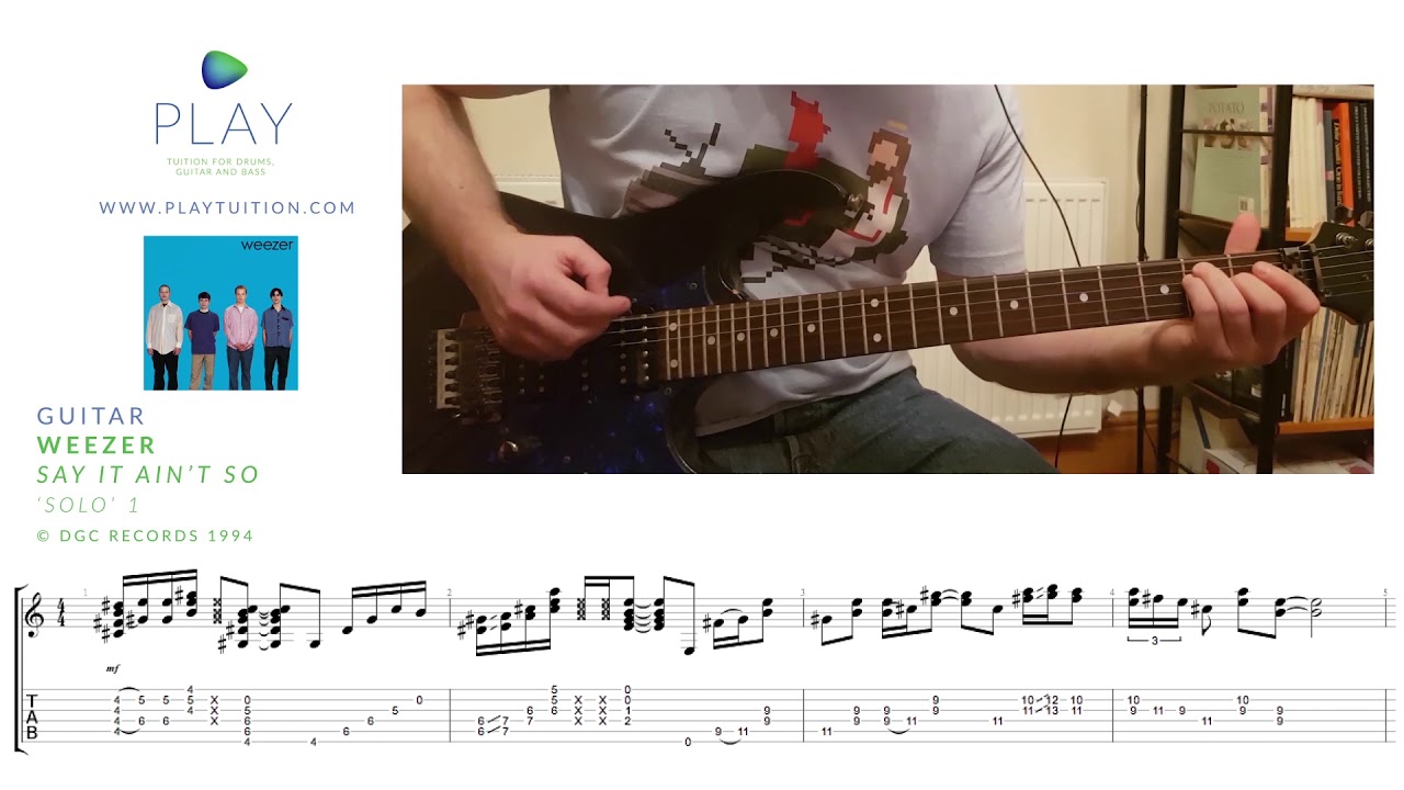 Weezer – Say It Ain't So (Guitar - 'solo' 1) with tab - YouTube