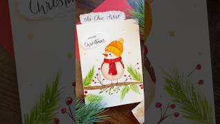 Cute little watercolor Christmas bird holiday card #thechicartist #watercolortutorial #learntopaint