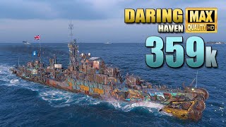 эсминец Daring: Отлично 358 тыс. урона на карте Haven - World of Warships