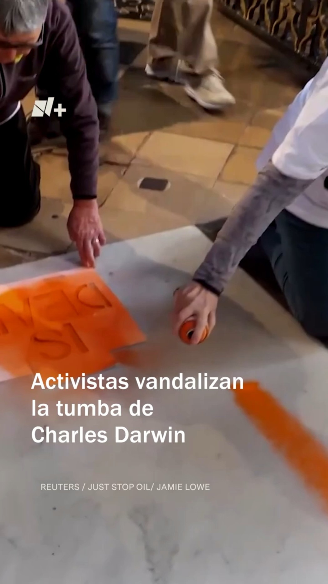 Activistas climáticos vandalizan la tumba de Charles Darwin en Londres - N+ #Shorts