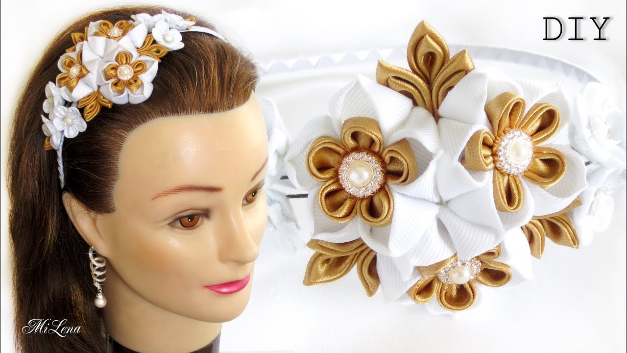 ПРАЗДНИЧНЫЙ ОБОДОК, МК / DIY Kanzashi Headband