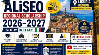 ALiSEO Regional Scholarship 2026-2027 Italy || Complete Application Process || University of Genoa