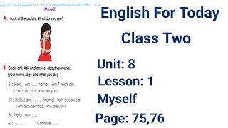 Class 2 English Book Unit 8 Lesson 1 Pages 75, 76 || Class Two English 2026 Unit 8 Myself Pages 7...