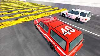 Police Car vs 10 Speed Bumps - High Speed Car Collisions - BeamNG Drive screenshot 4