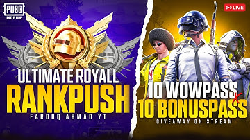 50 Bonus Pass Giveaway & Ultimate Royale Rank Push |🔥 PUBG MOBILE Live 🔥