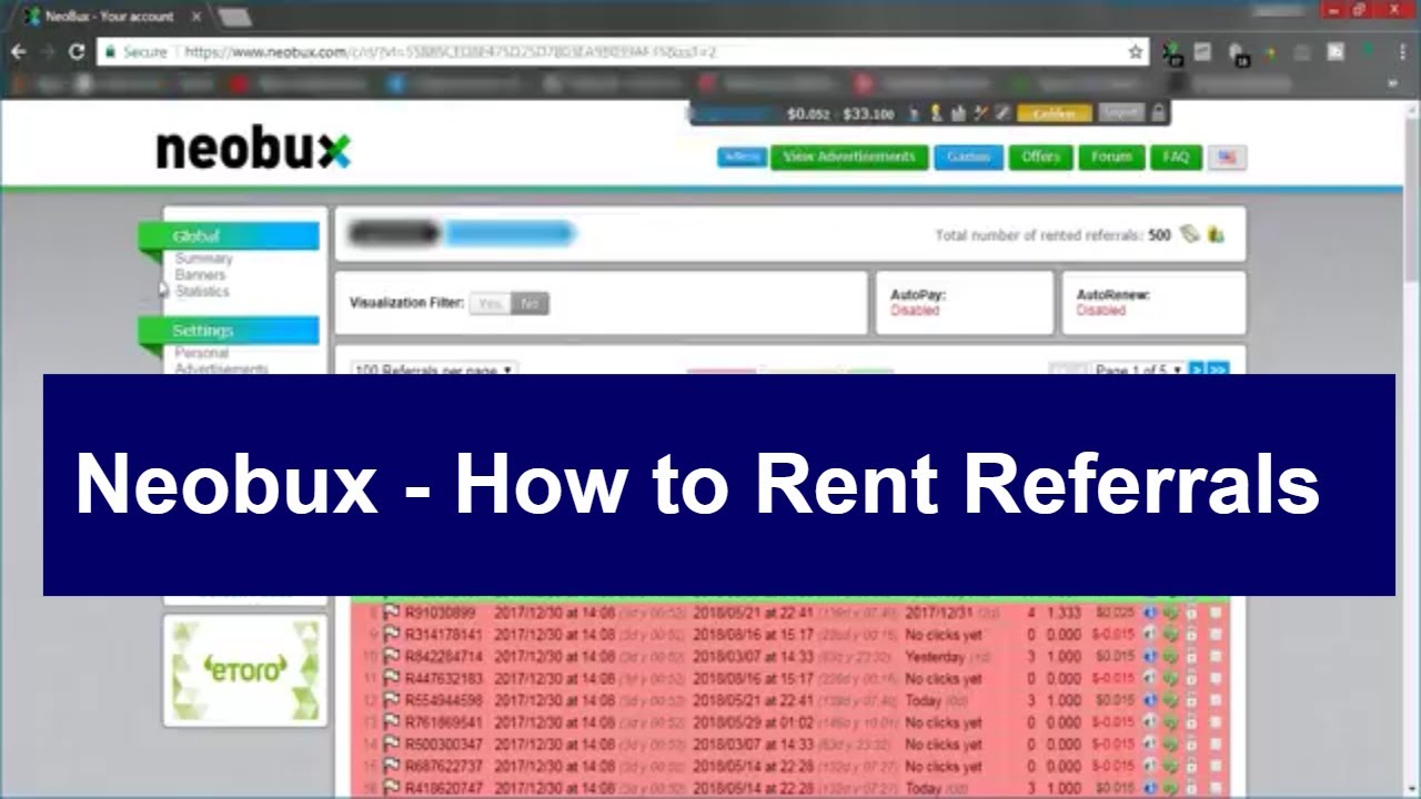 Neobux -  How to buy rented referrals