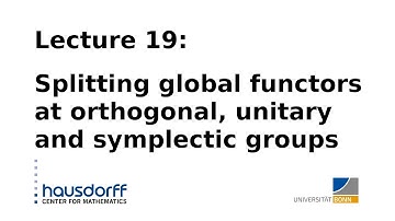 Global homotopy theory / Lecture 19: Splitting global functors at orthogonal and unitary groups