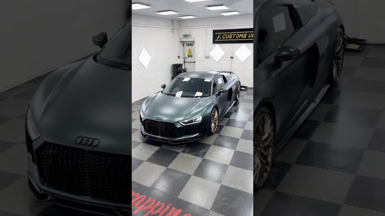 Audi R8 wrapped in matte metallic green 