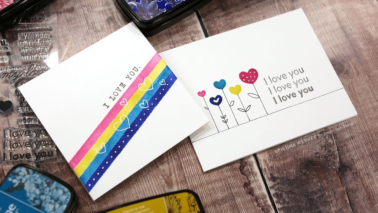 MINIMAL SUPPLIES - Clean & Simple Cards with a Greeting Stamp Set kwernerdesign 2018