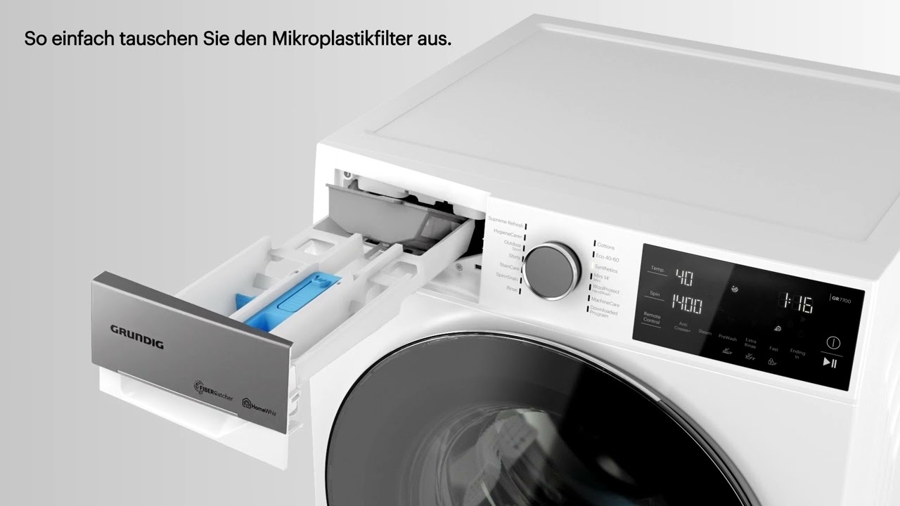 GRUNDIG | Waschmaschinen mit Mikrofaserfilter - Filterwechsel - YouTube