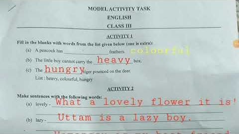 Class iii model activity tasks English 2021 new/ wb activity task class 3 english.