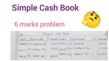 simple cash book 6 marks problem 1st puc