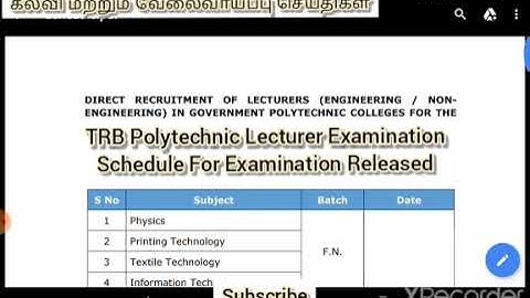 TRB | TRB Polytechnic Lecturer Examination Latest Update | Revised Exam Schedule Released | Inside