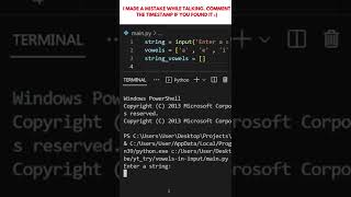Find vowels in a string in 59.2 seconds... | #shorts