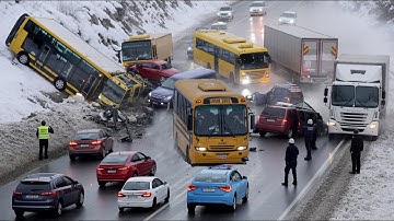 Frozen Highway Madness – Shocking Ice Slips Caught on Camera!