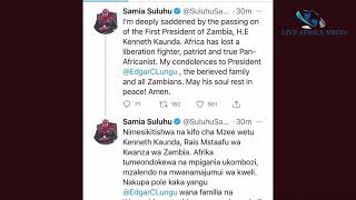 RAIS SAMIA ATANGAZA SIKU 7 ZA MAOMBOLEZO KUFUATIA KIFO CHA RAIS WA KWANZA WA ZAMBIA