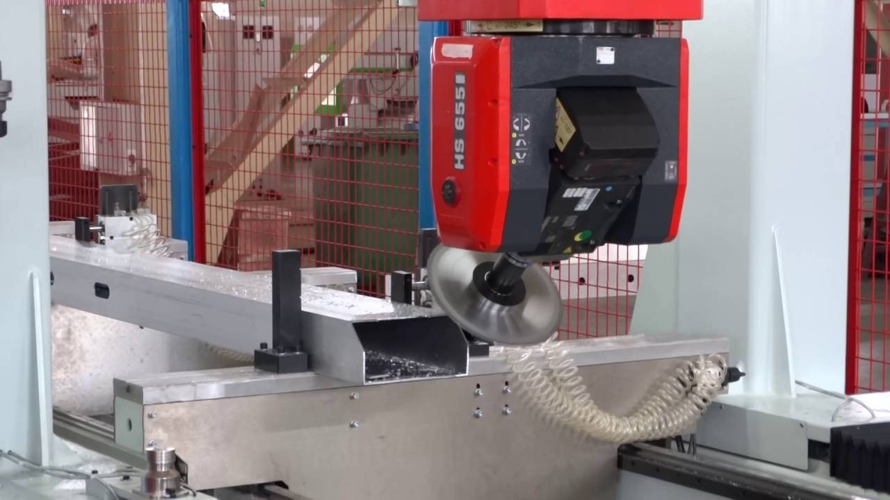 5 axis cnc machining center for aluminum profile with cutting saw blade