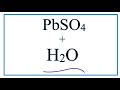Lead(II) Sulfate and Solubility Concepts