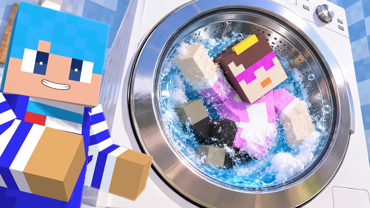 おかんを巨大洗濯機に入れて洗ってみた!【マイクラ / マインクラフト】