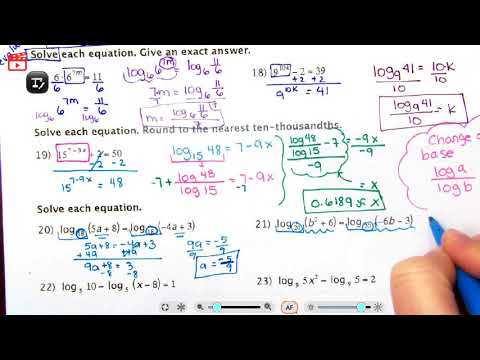 Logs IM3 Unit 6B PreTest Part 2