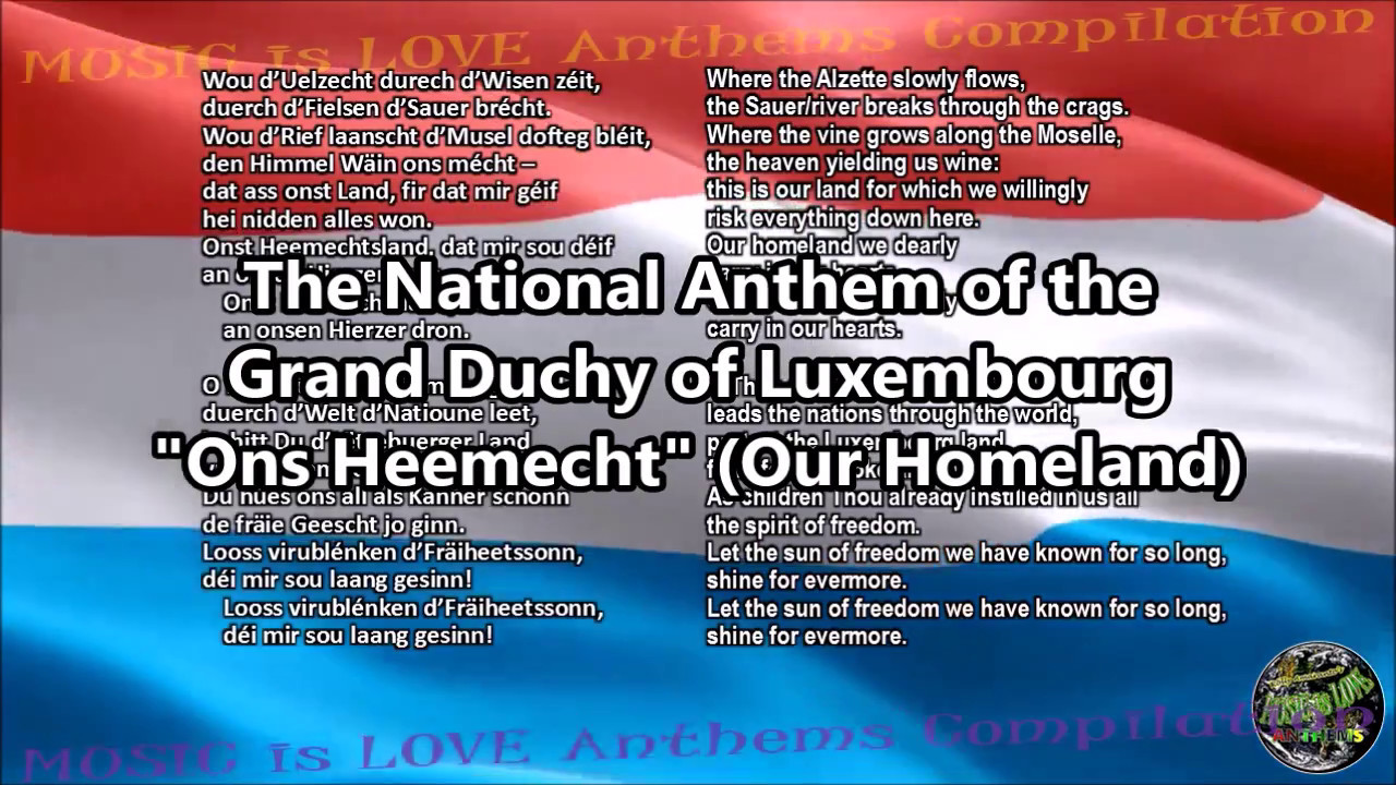 Luxembourg National Anthem with music, vocal and lyrics Luxembourgish w