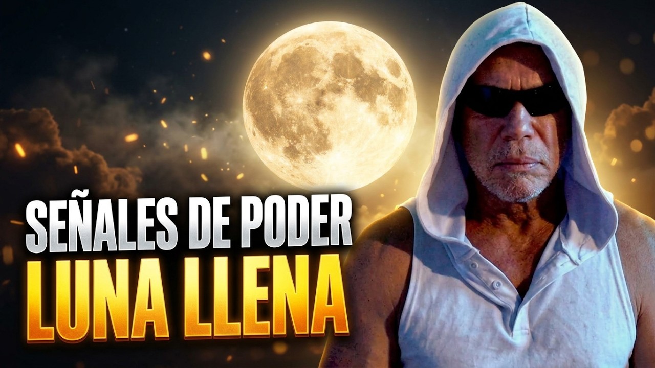 Una luna llena brillante en un cielo nocturno estrellado, con siluetas de árboles y una atmósfera misteriosa que evoca introspección y magia.