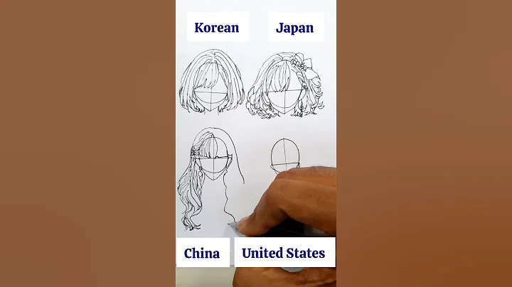 Korean Vs Japan Vs China Vs United States- How to draw Anime hair Girl from Countries #howtodraw