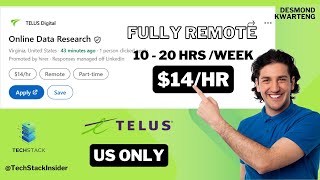 How to Apply for TELUS Online Data Research Job – $14/hr Remote Work (USA Only)