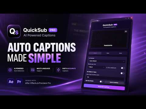 Auto Captions Plugin for After Effects and Premier Pro | QuickSub Pro #aftereffects #plugins #ai