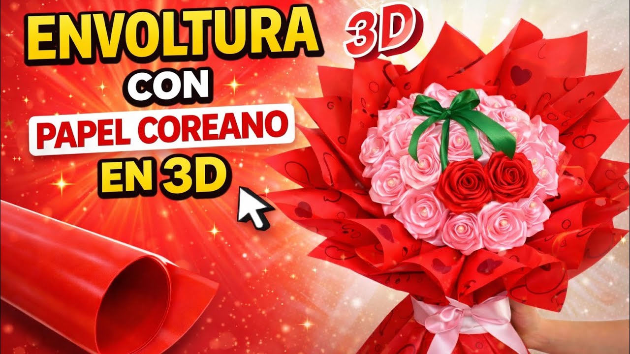 🌹 Envoltura con Papel Coreano en 3D | Paso a Paso Fácil y Profesional