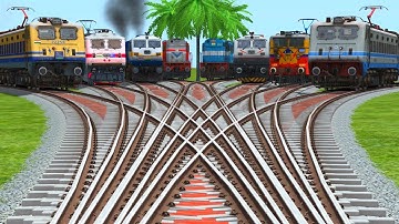 ALL REALISTIC TRAINS🚩RUN AT BUMPY CURVES RAILROAD TRACKS | indian railways high speed train crossing